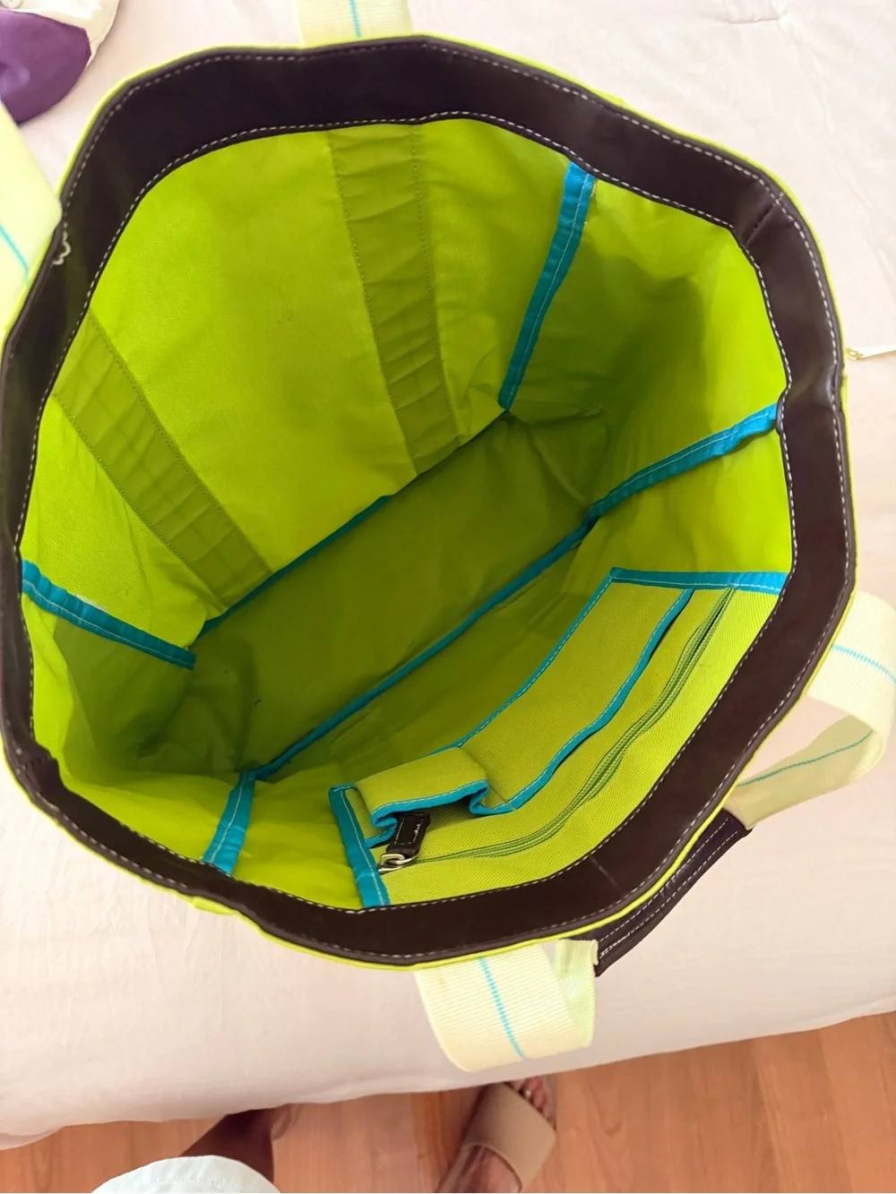 Canvas Tote Bag in Lime Green with Contrast Straps - from the Oprah Winfrey Show